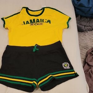 Jamaica One Love Women's Athletic Shorts - Black and Yellow